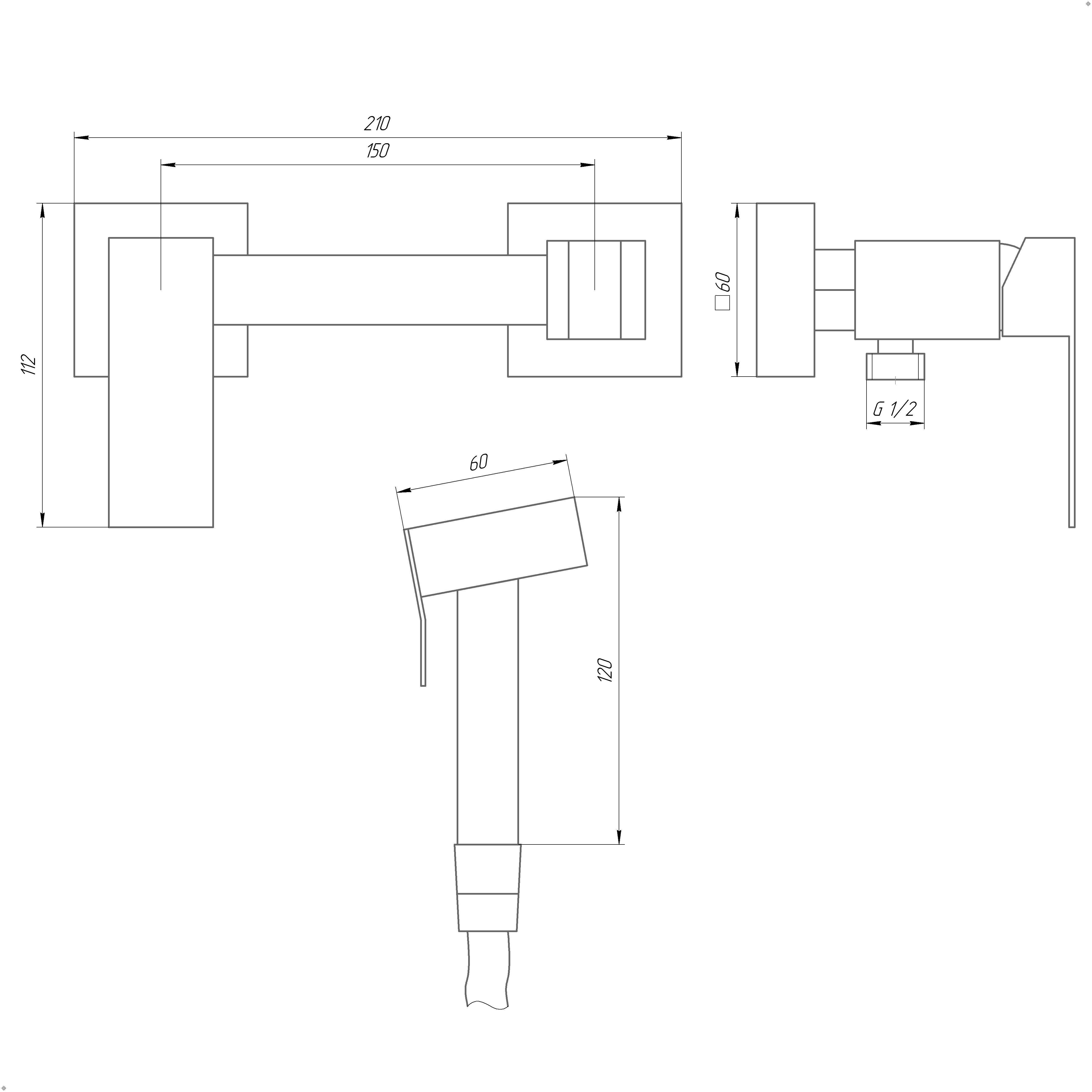 Змішувач гігієнічний GLux WIEN SBQ-5-106MIX-SS нержавіюча сталь Сатин (22952) - фото 6