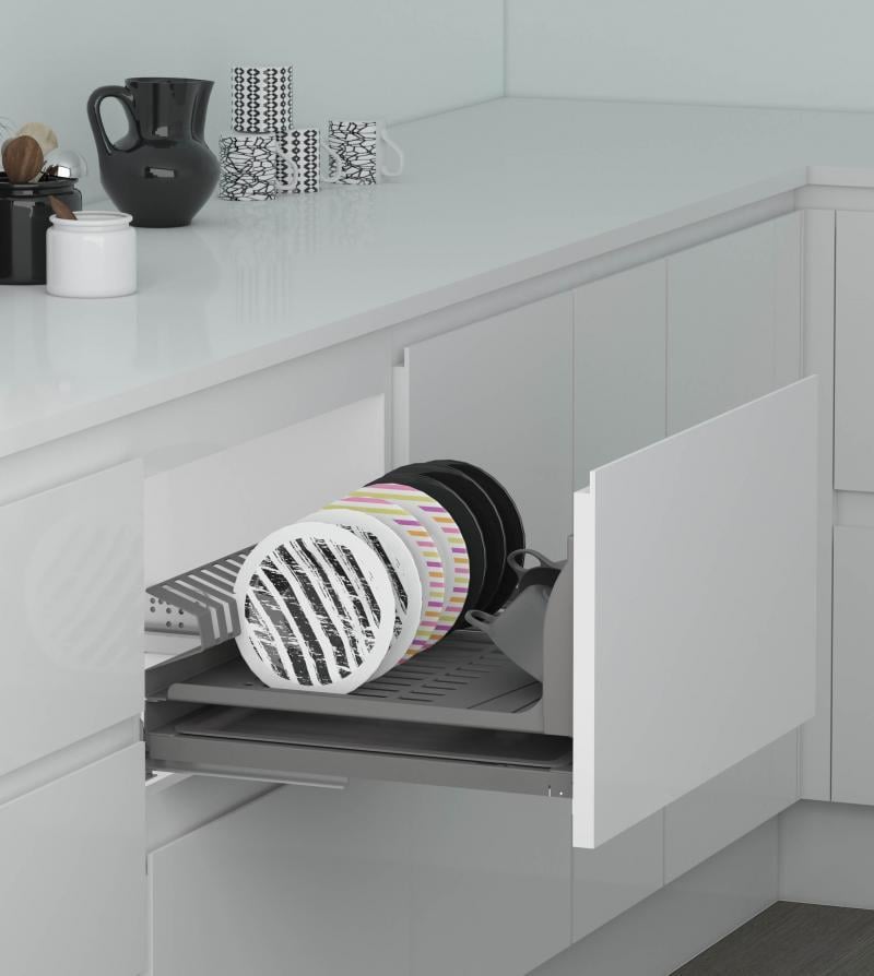 Сушка для посуды INOXA Helios 6703HY Ардезия 600 выдвижная с доводчиком с креплением фасада (104536)