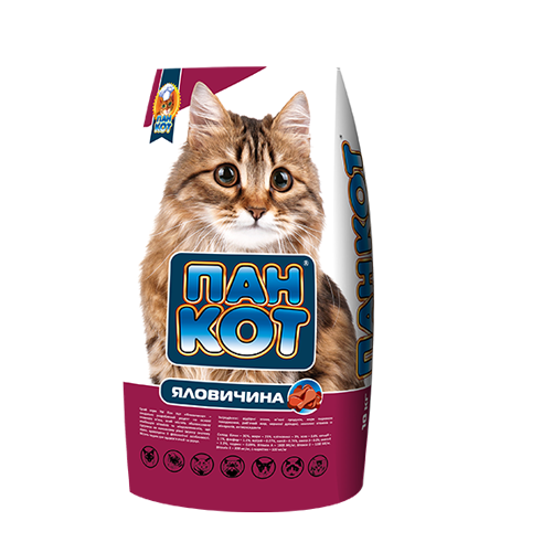 Сухий корм Пан Кіт Яловичина для дорослих кішок 10 кг