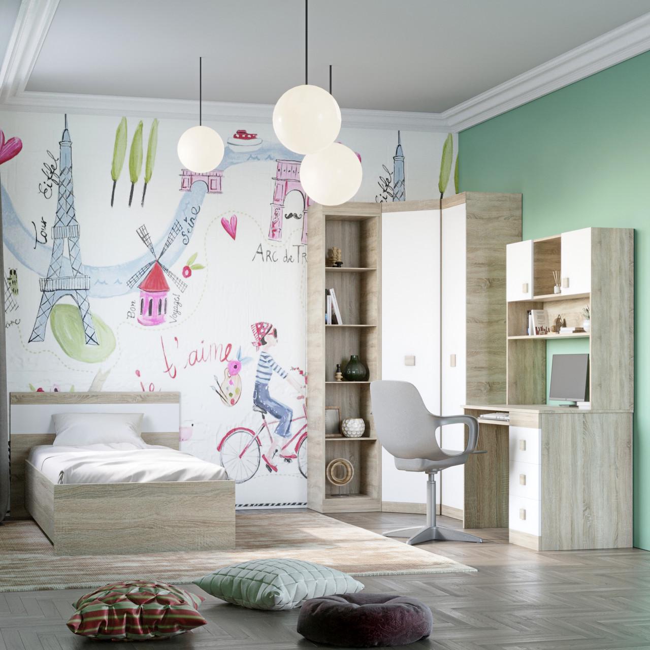 Спальня дитяча Еверест Соната Комплект 11 модульна 6 елементів Дуб сонома/Білий (DTM-2596) - фото 2 Спальня дитяча Еверест Соната Комплект 11 модульна 6 елементів Дуб сонома/Білий (DTM-2596) - фото 2