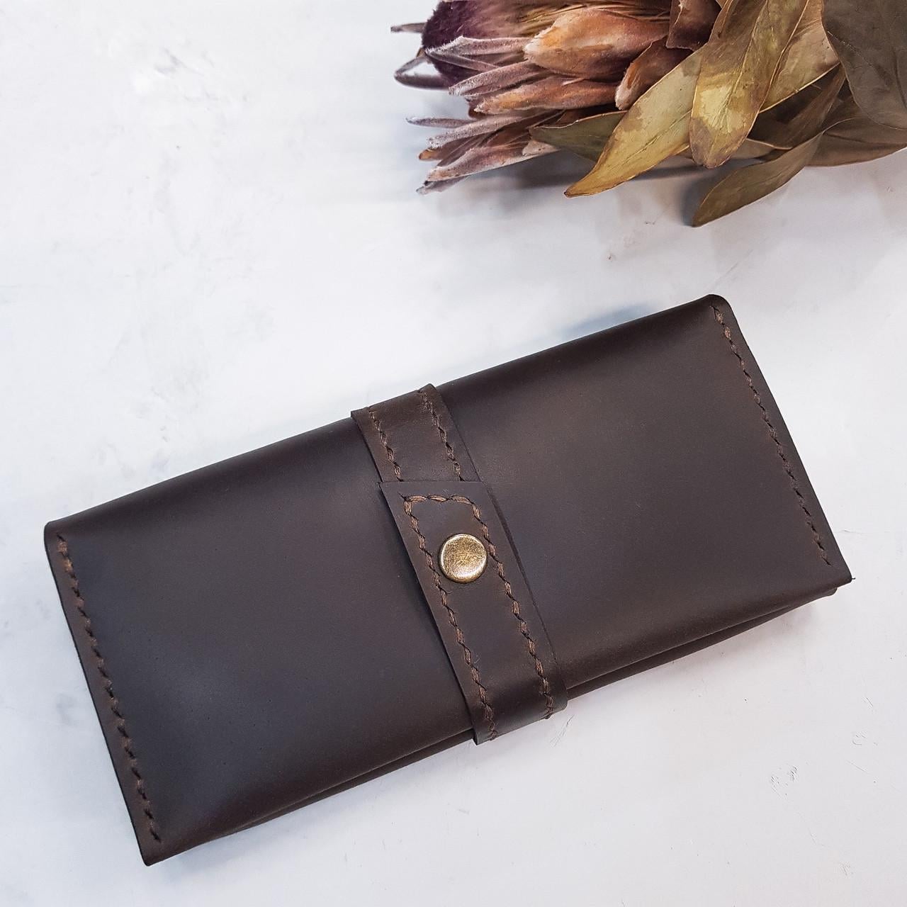 Гаманець жіночий Stedley leather Жаклін з натуральної шкіри Темно-коричневий (30639493)