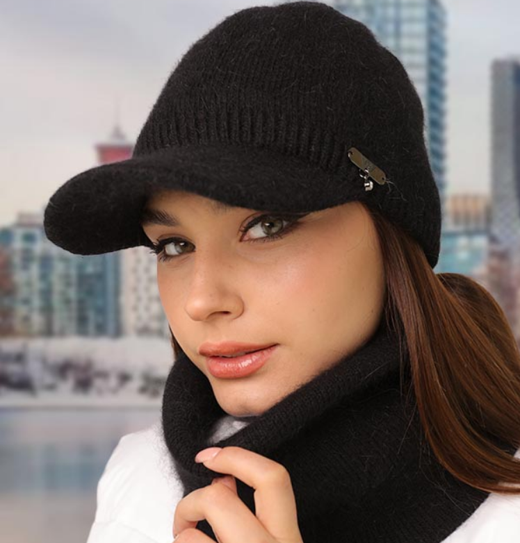 Комплект кепка женская теплая баф Braxton Долорес Черный (636W)