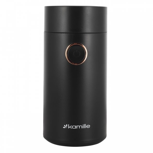 Кофемолка электрическая ротационная Kamille KM-6731 из нержавеющей стали и пластика 20х9 см 150 W Черный/Золотой (150-84-67301)