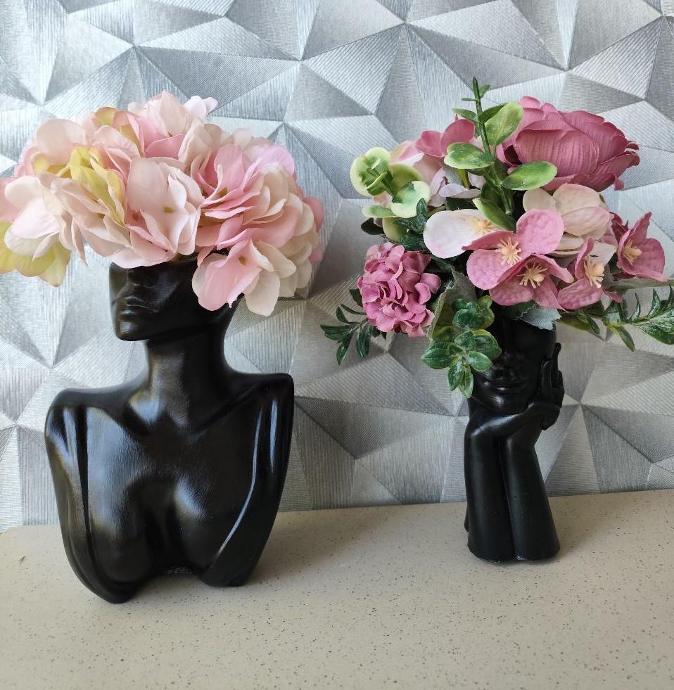 Набор декоративных ваз бюст и ваза лица ручной работы 2 шт. Черный (2749552553) - фото 6 Набор декоративных ваз бюст и ваза лица ручной работы 2 шт. Черный (2749552553) - фото 6