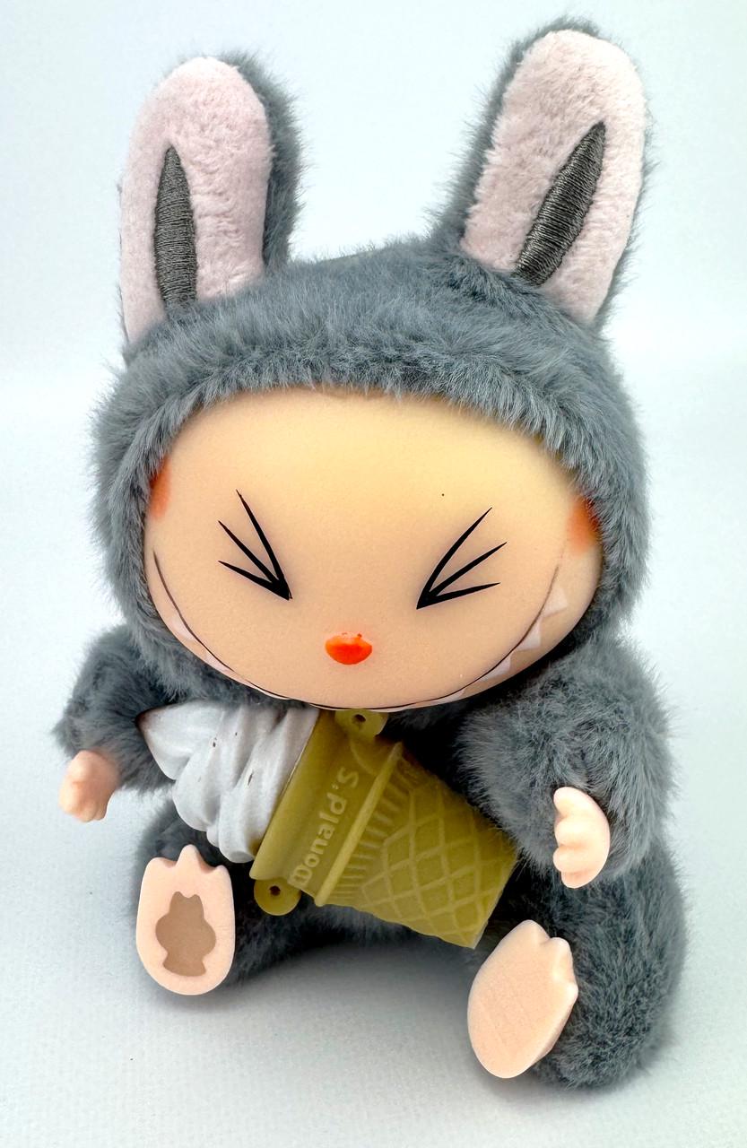 М'яка іграшка-брелок Лабубу М 16 см Сірий (27877173)