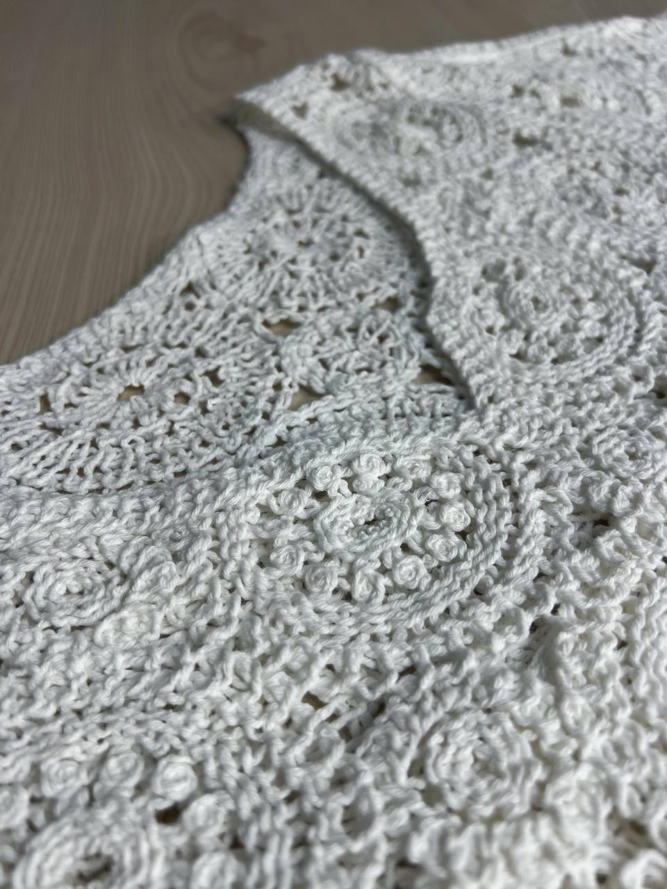 Блузка женская A-N 5303 кружевная вязаная с коротким рукавом OS Белый (26404723) - фото 4