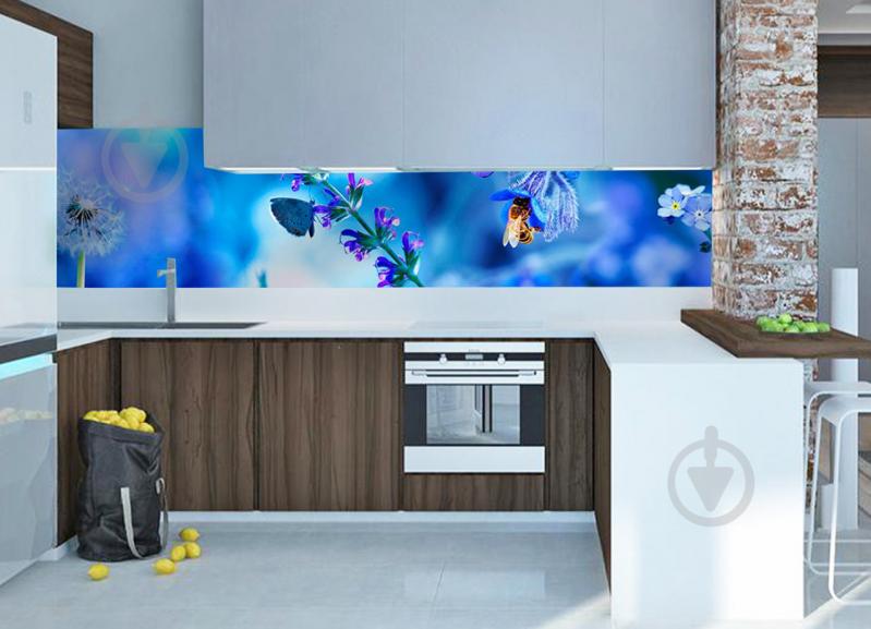 Наклейки кухонный фартук Zatarga Колокольчик полевой 600х2500 мм Голубой (Z180136)