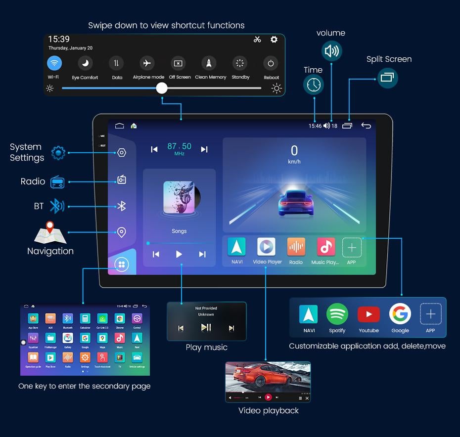 Штатна магнітола для Toyota Camry 50 USA Mekede Android 10 2/32 DSP Carplay 4G 2K - фото 3