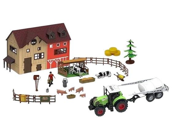 Набір фермера 550-32 K 44 елементи трактор підсвічування звук інерція цистерна стайня фігурка фермера фігурки тварин та декорації в коробці