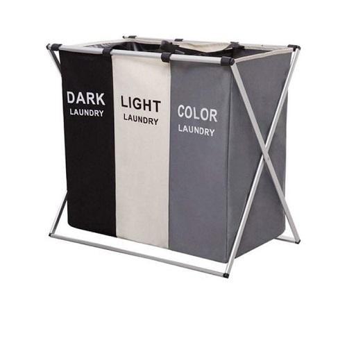 Кошик для білизни Laundry basket на 3 відсіки у ванну для темного 68x39x60 см - фото 1