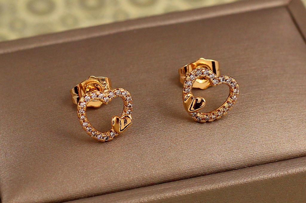 Серьги гвоздики Xuping Jewelry биение сердца ободок 10 мм Золотистый (34204820)