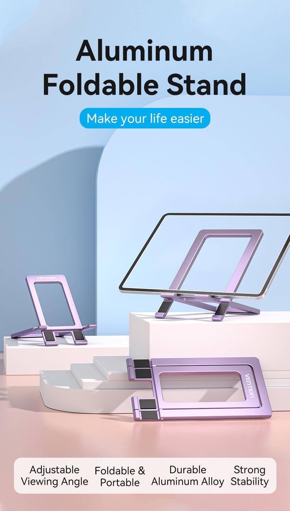 Подставка для телефона Vention настольная металлическая складная алюминиевая Фиолетовый (KCZV0) - фото 2