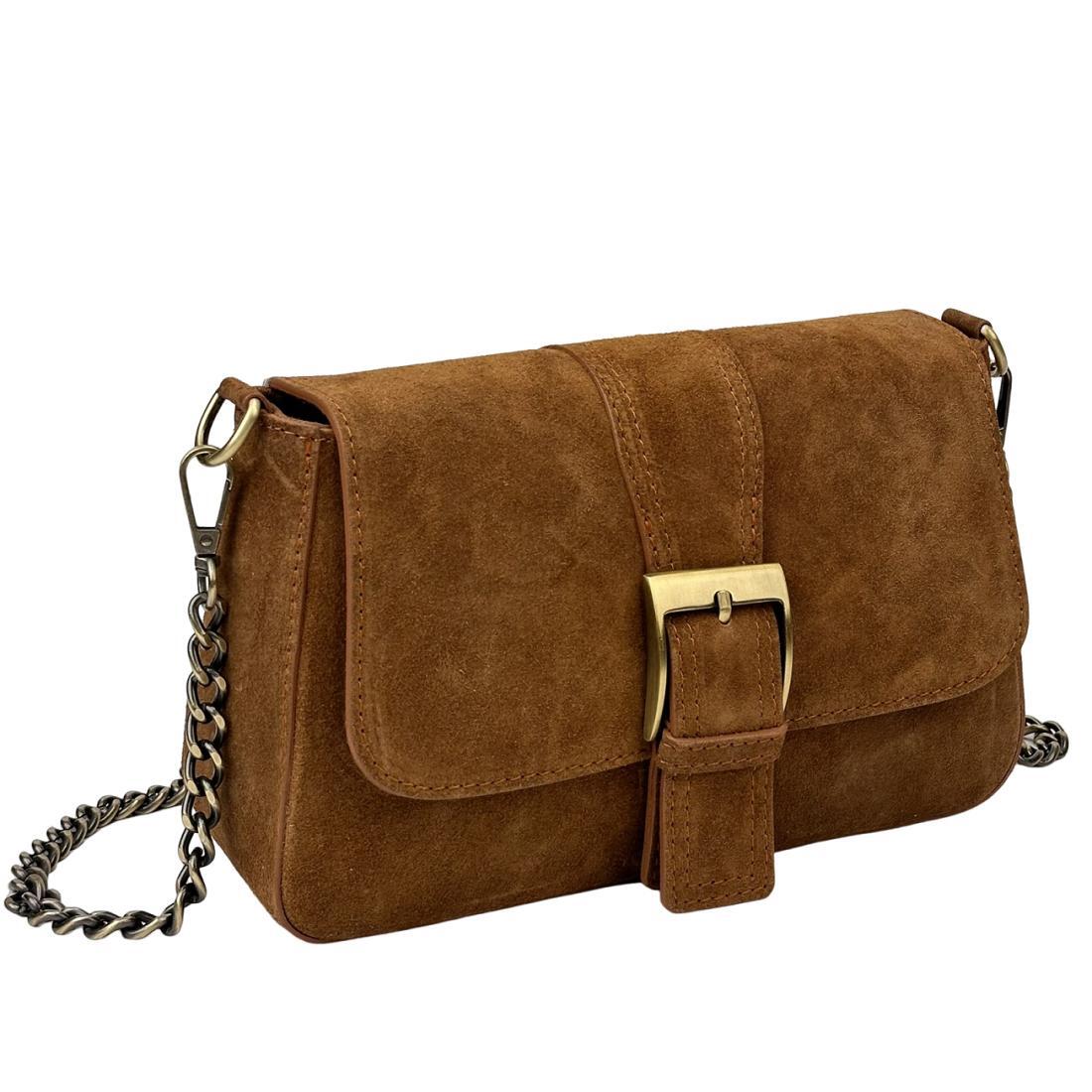 Женская сумка кросс-боди Royal Bag F-IT-012C замшевая с цепочкой Коричневый (8107)
