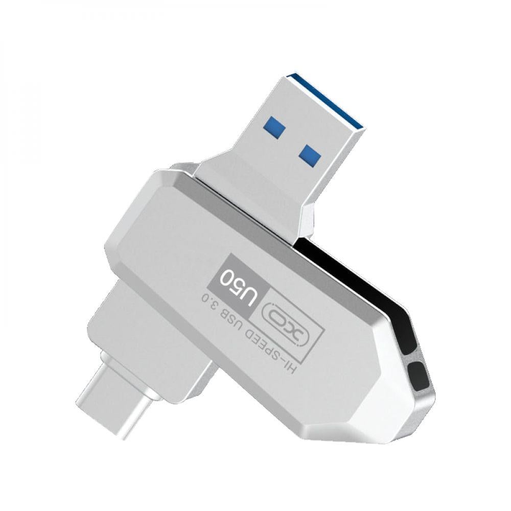 Флеш-накопичувач XO U50 2в1 USB 3,0-USB Type-C висока швидкість 64 ГБ Металік (13163127)