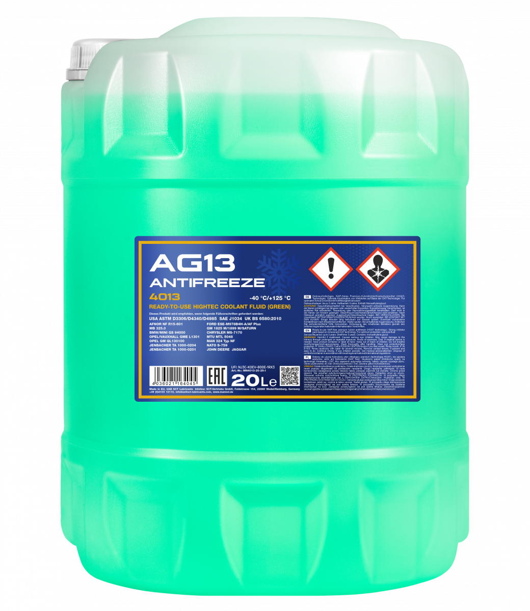 Антифриз Mannol 4013 Longterm Antifreeze AG13 -40°C готовий розчин 20 л Зелений (MN4013-20) Антифриз Mannol 4013 Longterm Antifreeze AG13 -40°C готовий розчин 20 л Зелений (MN4013-20)