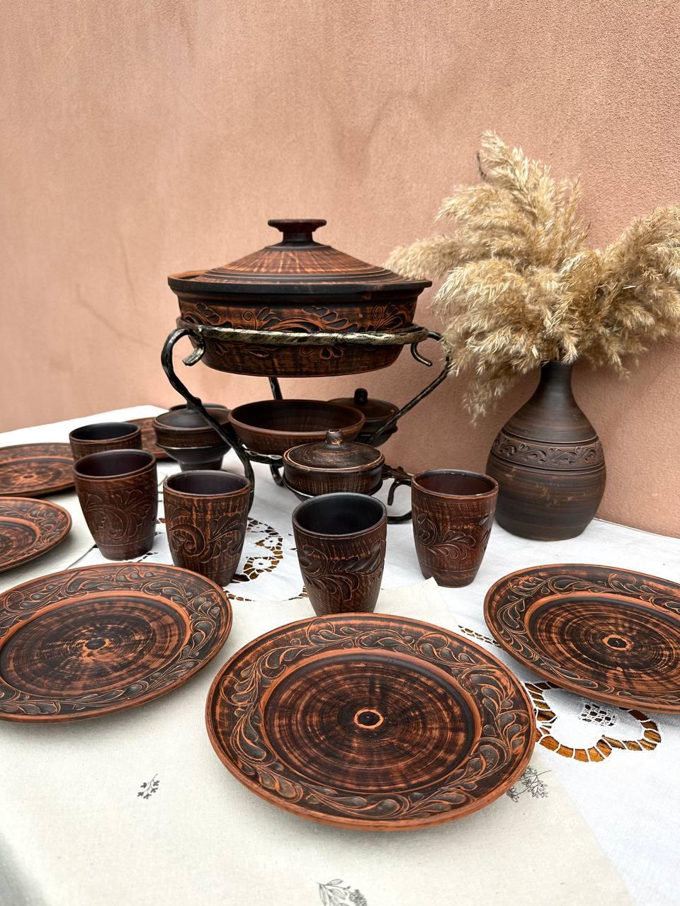 Набір посуду із червоної глини Жарівня з соусницями (2602814406) - фото 2