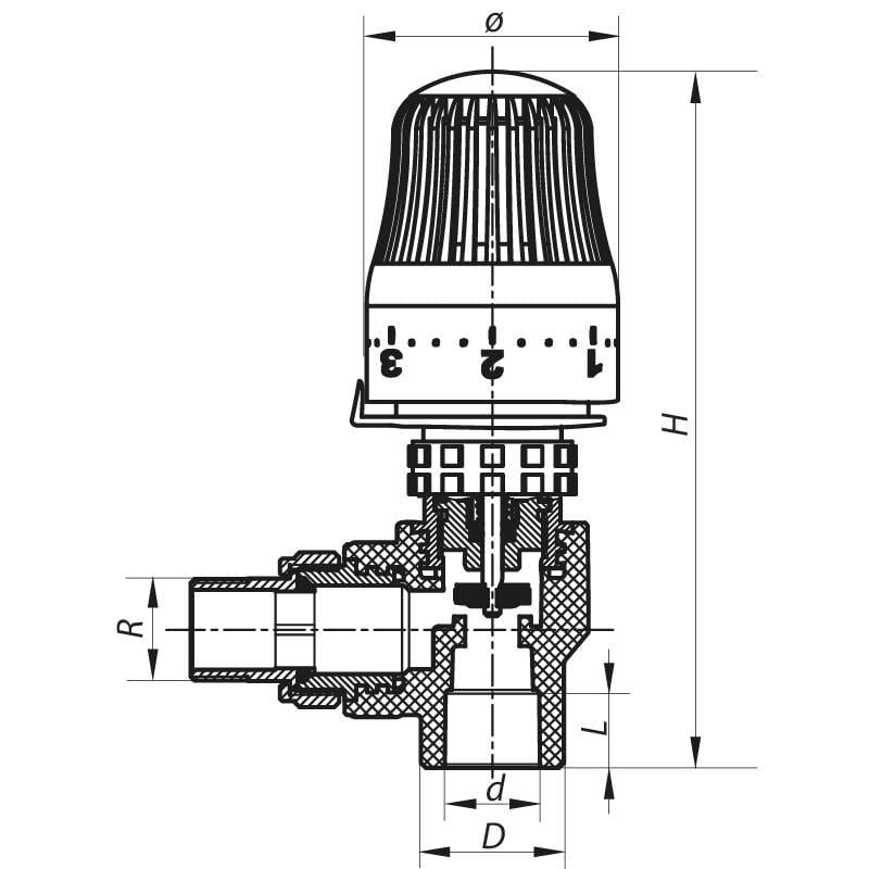 Кран термостатичний KOER K0154.PRO PPR з термоголовкою кутовий радіаторний 25 мм x 3/4" (KP0196) - фото 3 Кран термостатичний KOER K0154.PRO PPR з термоголовкою кутовий радіаторний 25 мм x 3/4" (KP0196) - фото 3