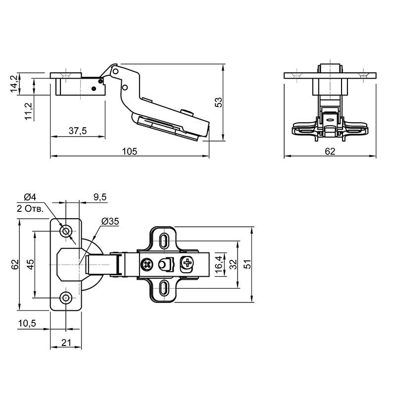 Завіса Muller profi line Clip-On P2O внутрішня (FM-1890015) - фото 4