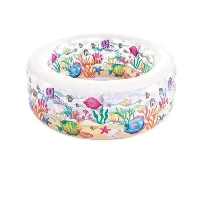 Бассейн надувной детский Аквариум виниловый круглый с надувным дном 360 л 152х56 см Белый (21-9-58480)