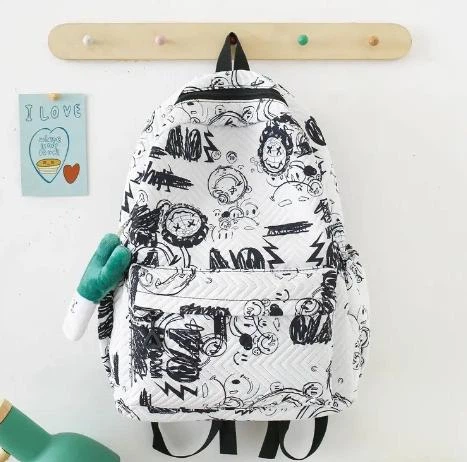 Рюкзак для девочек cl9653-2 Белый с черным