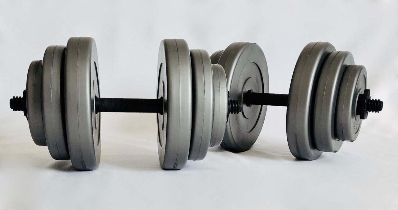 Гантели WCG в пластике 2х18 кг Серый (123056739321) - фото 1 Гантели WCG в пластике 2х18 кг Серый (123056739321) - фото 1