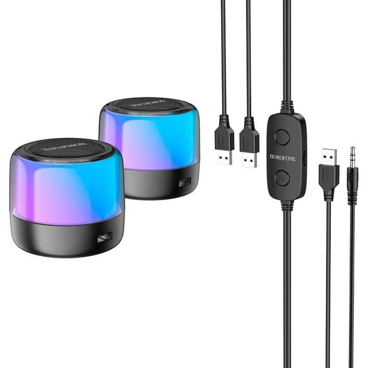 Портативные колонки Borofone BP12 Colorful BT wired 2 шт. Black (19100310) - фото 5