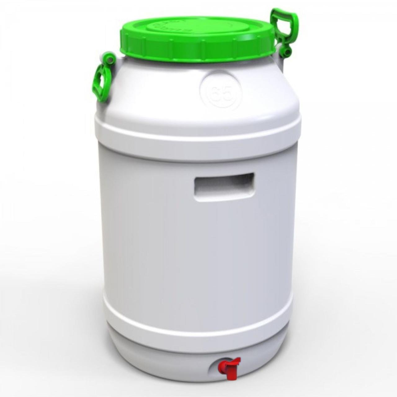 Бидон Европласт пищевой с пластиковым краном зеленый крышка 65 л