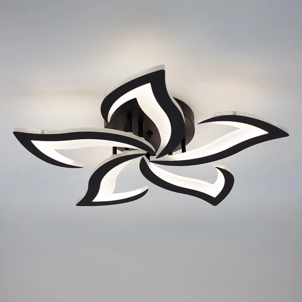 Люстра светодиодная ESLLSE ELLA 5F с пультом 50 Вт 600x95 мм Черный (10594)