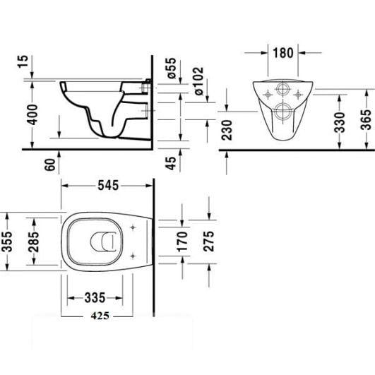 Унітаз підвісний Duravit D-Code 45350900A1 із сидінням Білий (31099) - фото 3