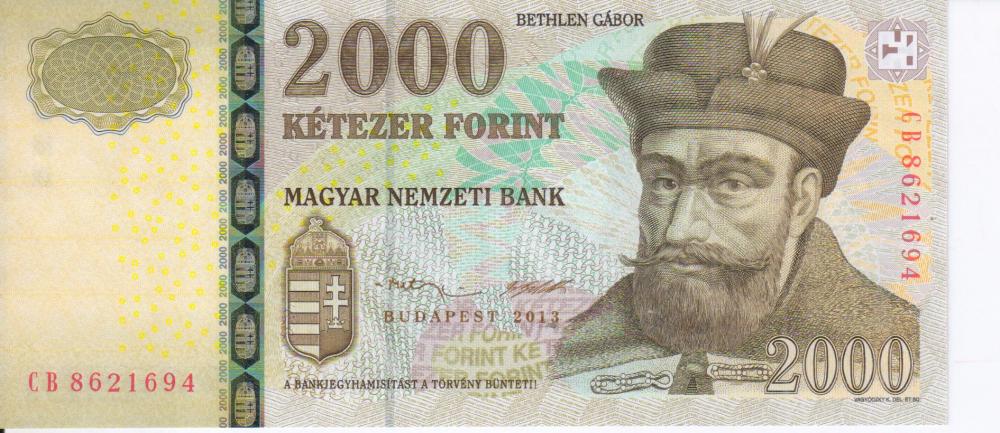 Коллекционная банкнота Венгрия 2000 форинтов 2013 UNC P198 (Б05460)