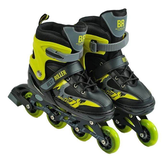 Коньки роликовые Best Roller PU со светодиодами 21,5-24 см р. 34-37 Yellow (151227)