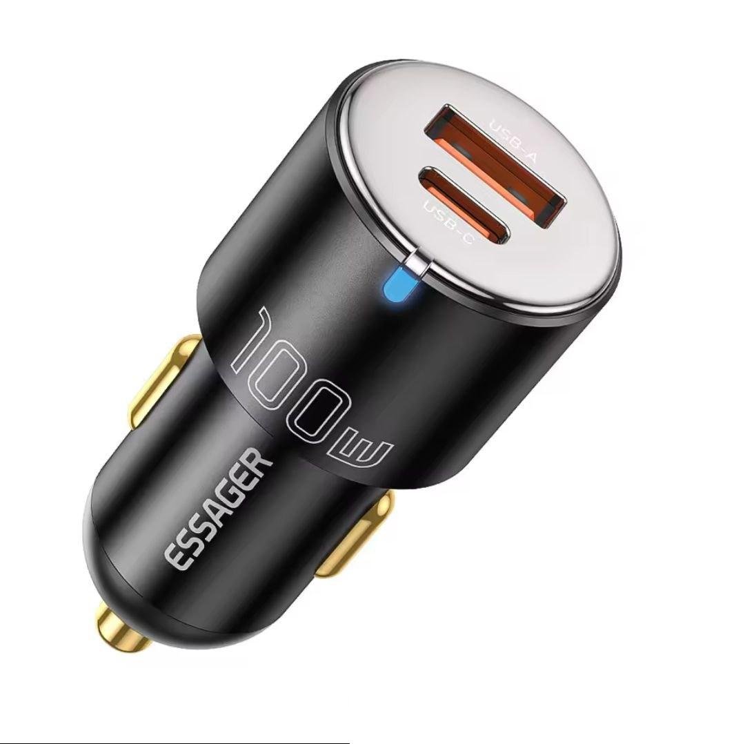 Зарядное устройство автомобильное для Essager USB+USB-C qc 3.0+PD 35W/65W Metall (25397472)