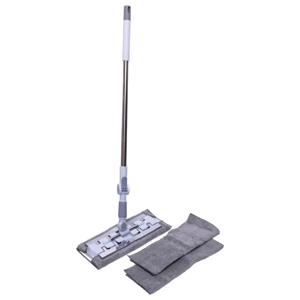 Швабра для пола плоская с телескопической ручкой 130 см и с 2 салфетками из микрофибры Серый (147-107- HP-35015-35G)