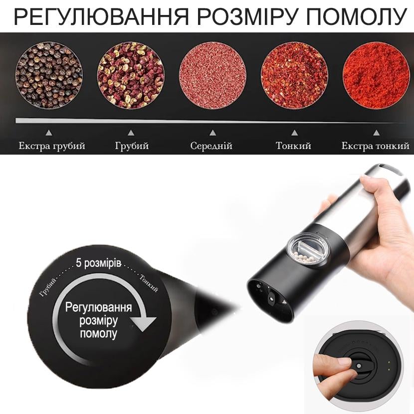 Набор мельницы для специй на аккумуляторе Silver pro 2 (29332423) - фото 6
