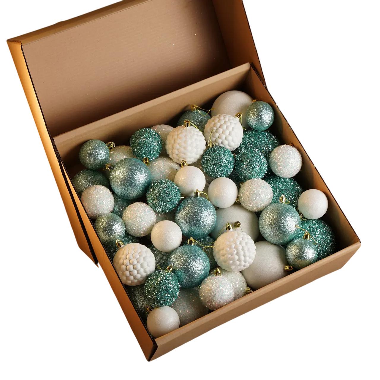 Набор новогодних шаров Блеск для елки 40 шт. в подарочной коробке из пластика Мятный (147-41-Блеск мятн.) Набор новогодних шаров Блеск для елки 40 шт. в подарочной коробке из пластика Мятный (147-41-Блеск мятн.)