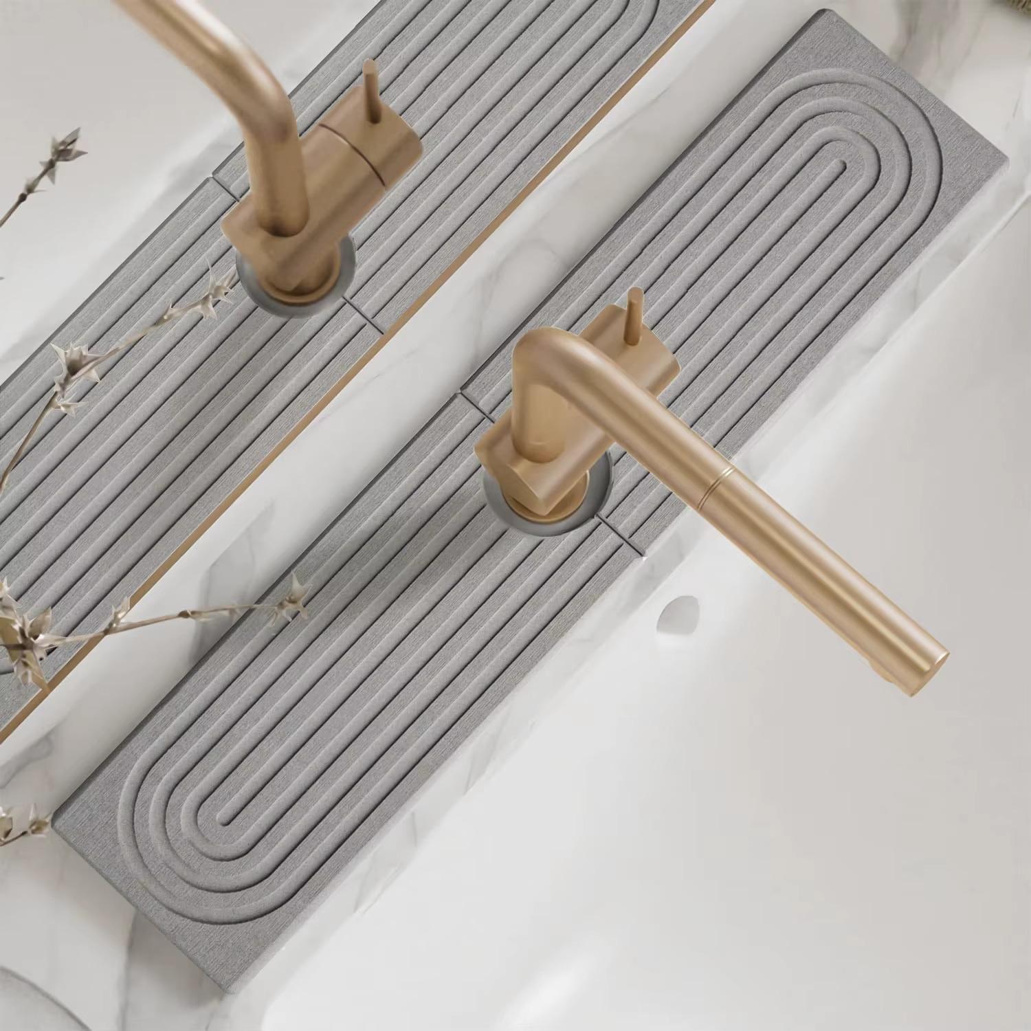 Килимок під змішувач на раковину в кухню та ванну кімнату кам'яний діатомітовий Світло-сірий