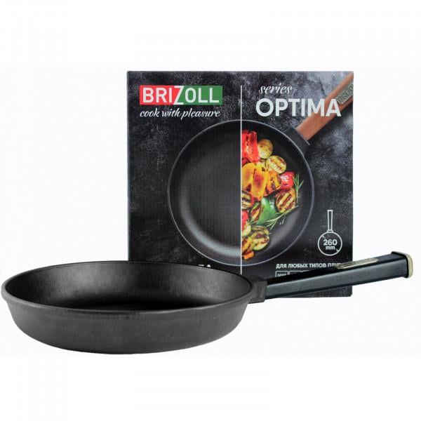 Сковорода Brizoll Optima чугунная 260х49,5 мм с ручкой Black (O2640-P1)