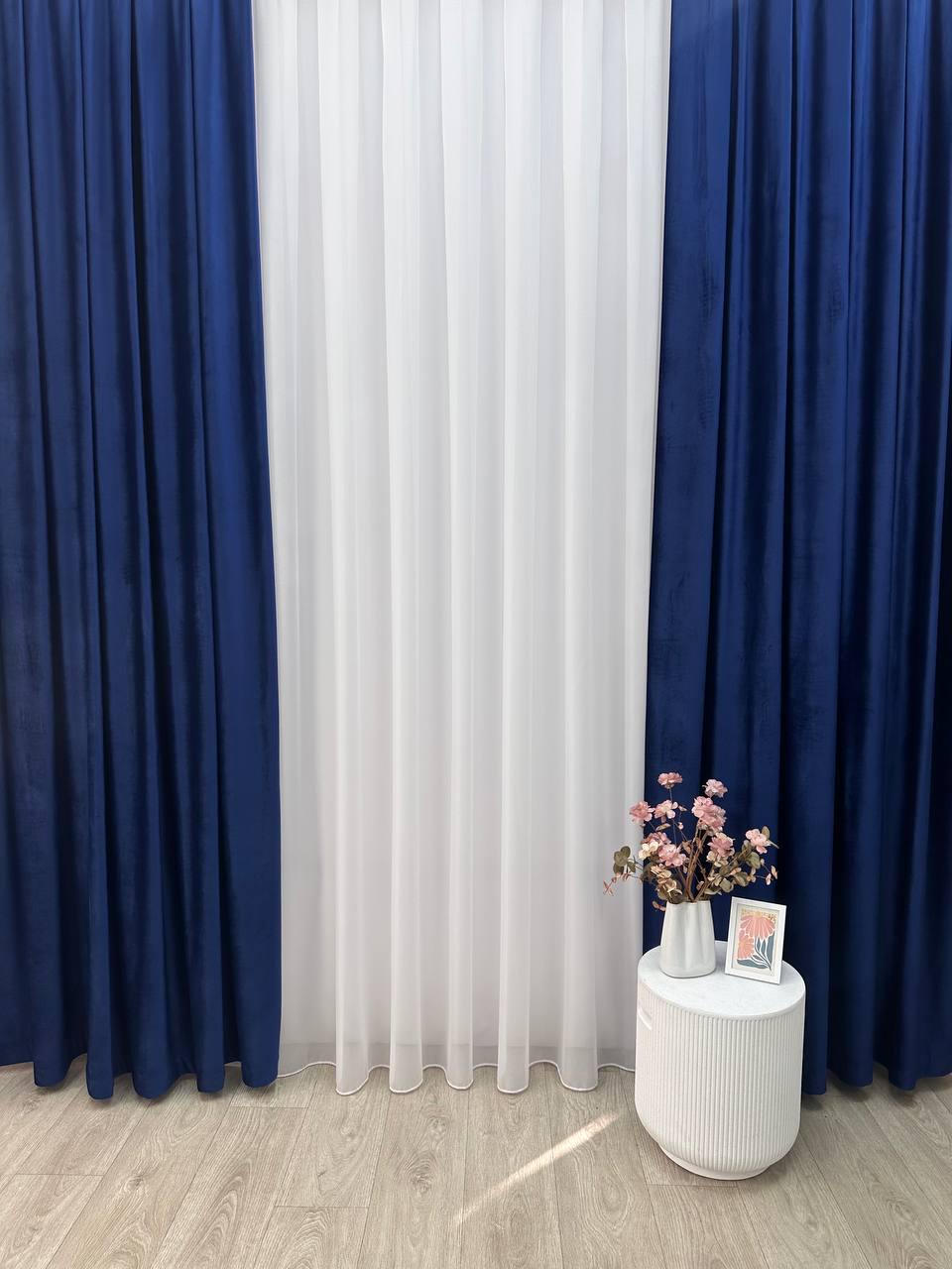 Штора велюрова на тасьмі 6 см 300х280 см Темно-синій (6319-N110-Т43) - фото 3 Штора велюрова на тасьмі 6 см 300х280 см Темно-синій (6319-N110-Т43) - фото 3