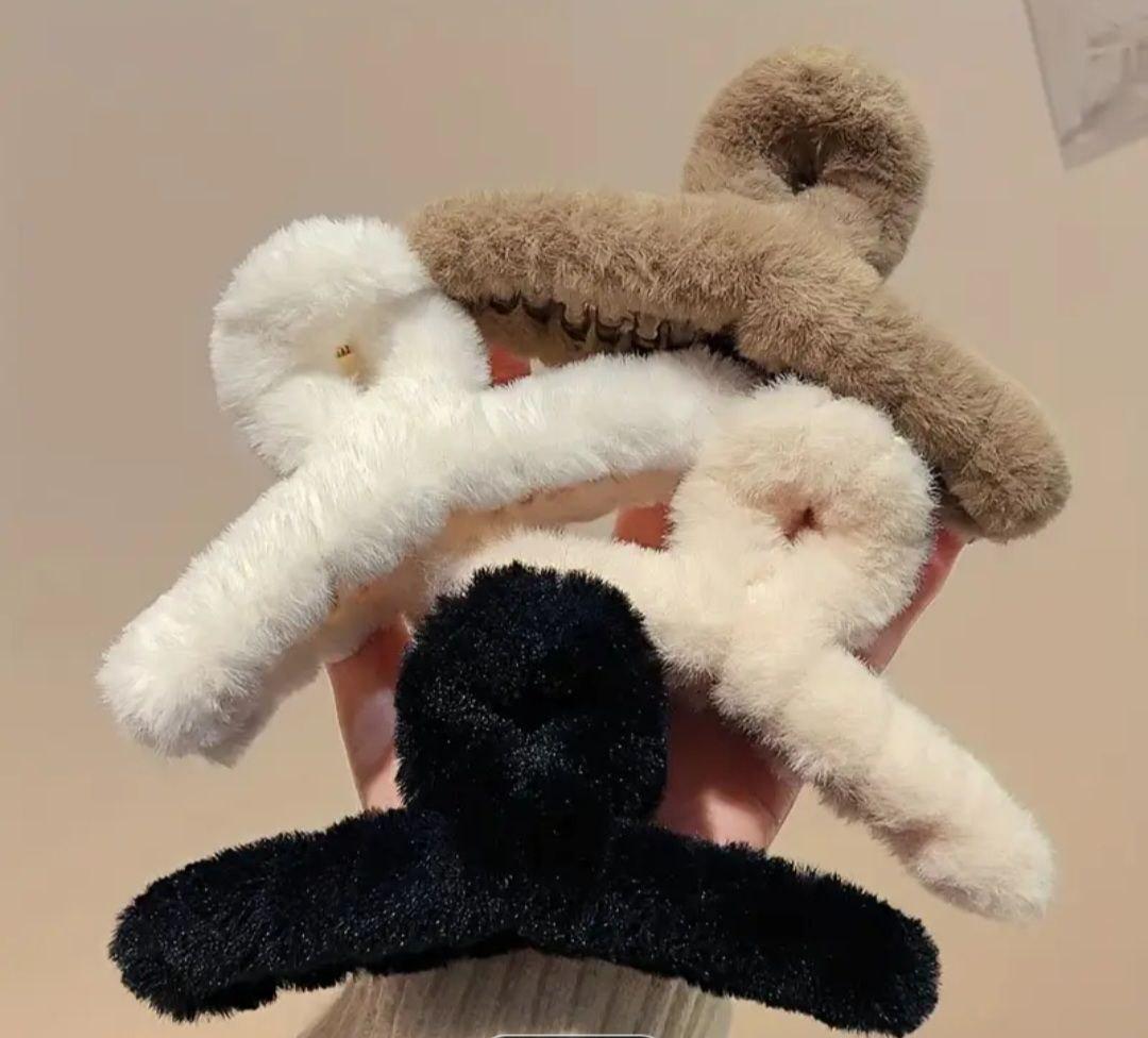 Заколка-краб для волосся плюшева 4 шт.