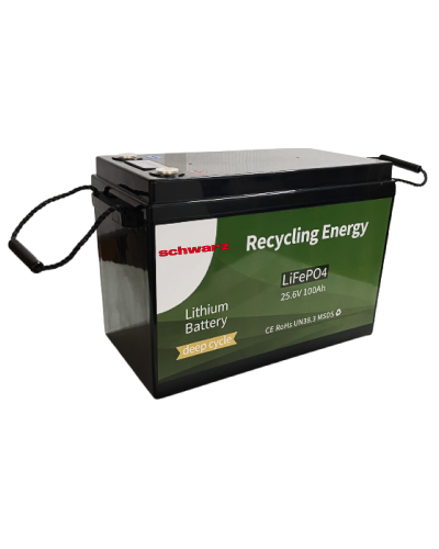 Акумулятор LiFePo4 Schwarz 25,6V 100Ah BMS з LED екраном (14759169)