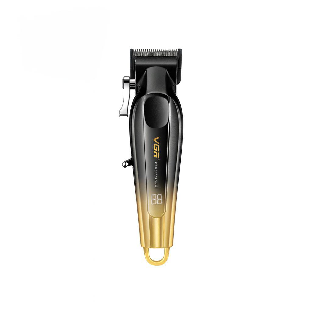 Машинка для стрижки акумуляторна VGR V-662 з LED дисплеєм та 6 насадками Чорний/Золотистий (29596682)