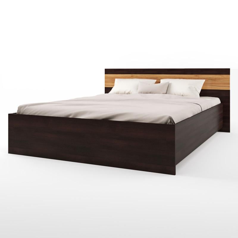 Ліжко двоспальне Соната 160х200 см Венге темний/Дуб крафт золотий (26759524)