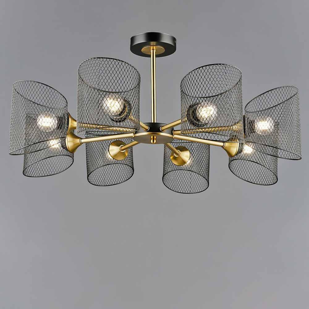 Люстра потолочная в стиле лофт Light House SRS-20494/8 BK/COP Черный/Медь