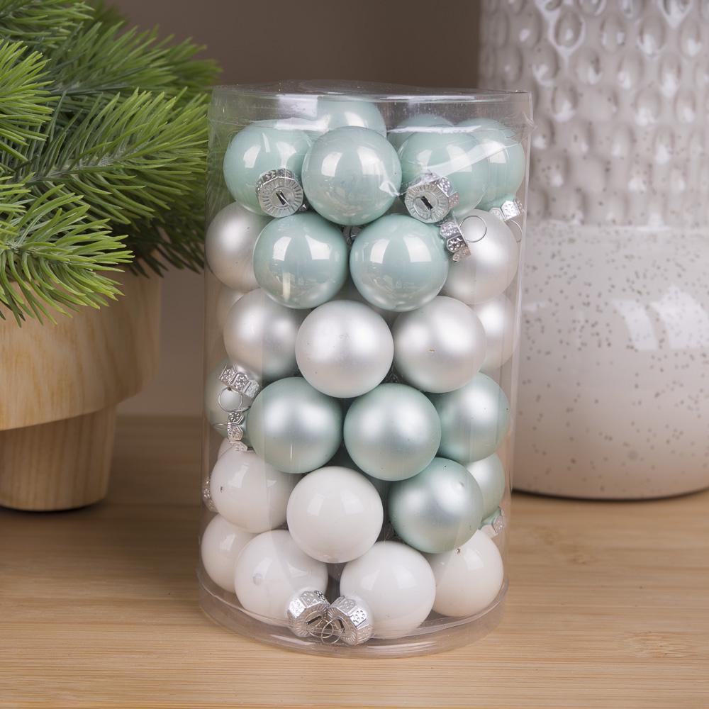 Кулі новорічні із скла 2,5 см 48 шт. Синій (3354-17)