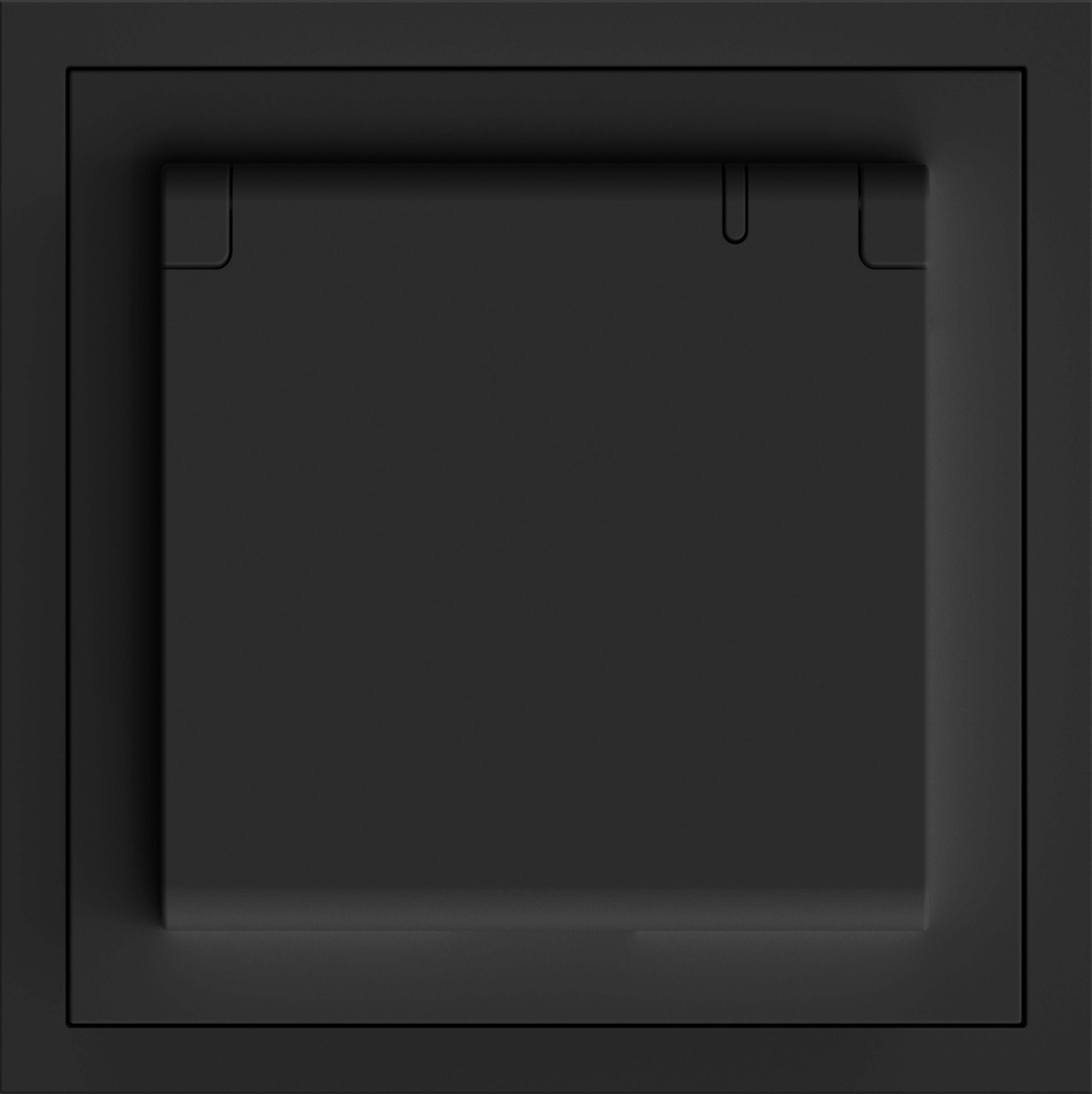 Розетка одинарная ARDERO Soft с заземлением/крышкой и шторками 16А Черный (ER131-B)