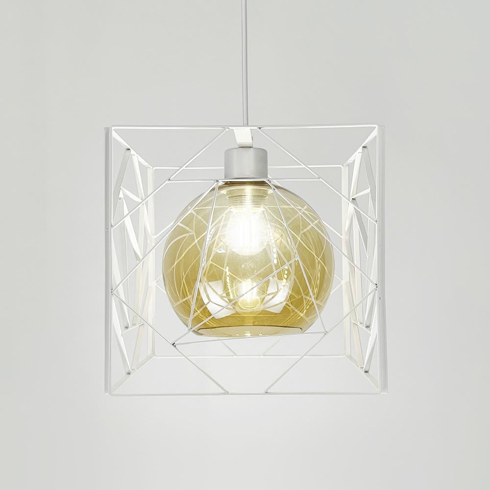 Люстра LineF лофт 24х24 см Белый/Янтарный (12120/1 WT+AM) - фото 1 Люстра LineF лофт 24х24 см Белый/Янтарный (12120/1 WT+AM) - фото 1