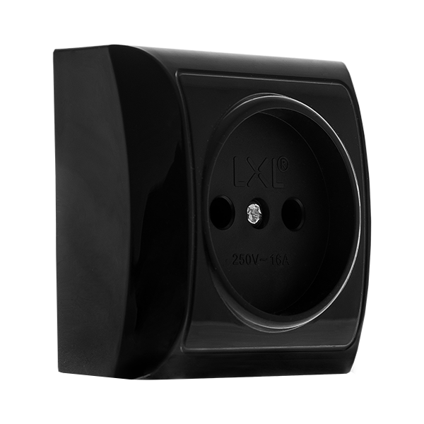 Розетка одинарная LXL TERRA без з/з Черный (15290)