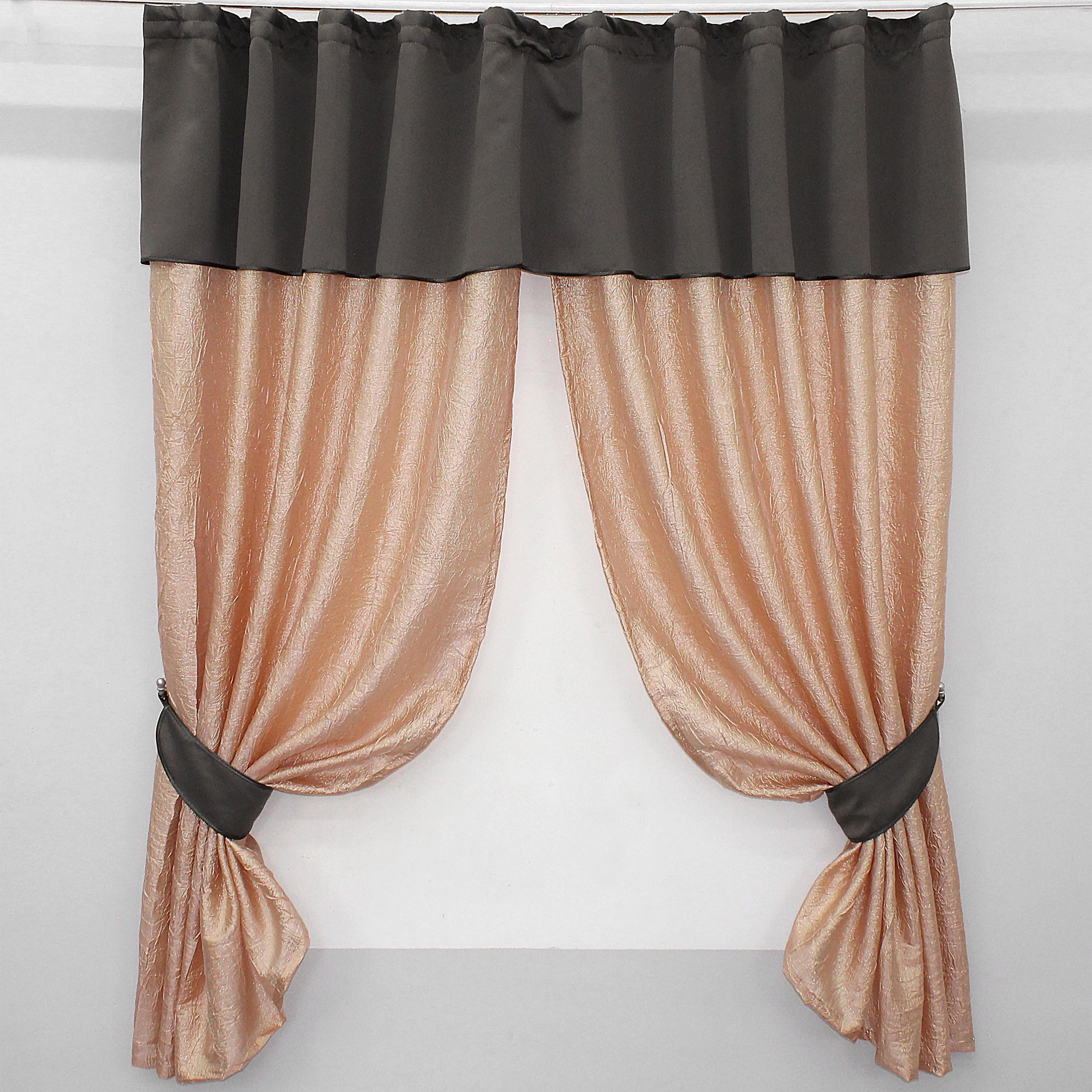 Шторы кухонные VR-Textil №073к с ламбрекеном и подхватами 260х170 см Персиковый/Какао (52-0102) Шторы кухонные VR-Textil №073к с ламбрекеном и подхватами 260х170 см Персиковый/Какао (52-0102)