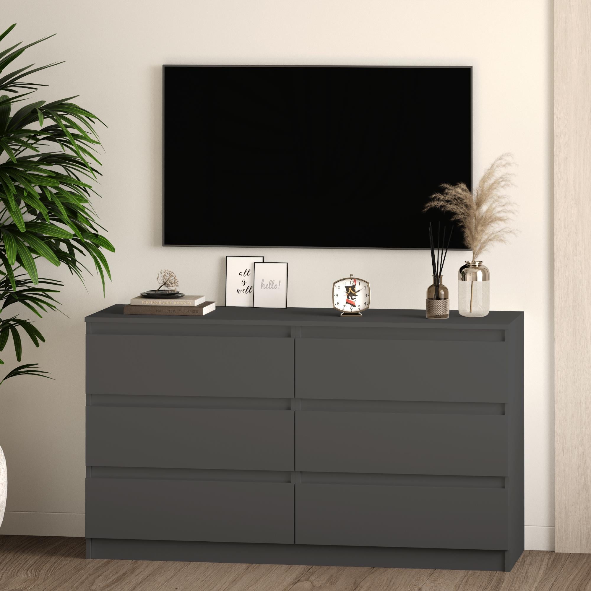 Комод на 6 ящиков без ручек Line TVF6 1400x450x800 мм Антрацит