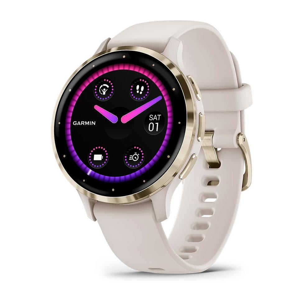 Смарт-годинник Garmin Venu 3S Soft Gold S. Steel Bezel with Ivory Case and S. Band (010-02785-04/54)